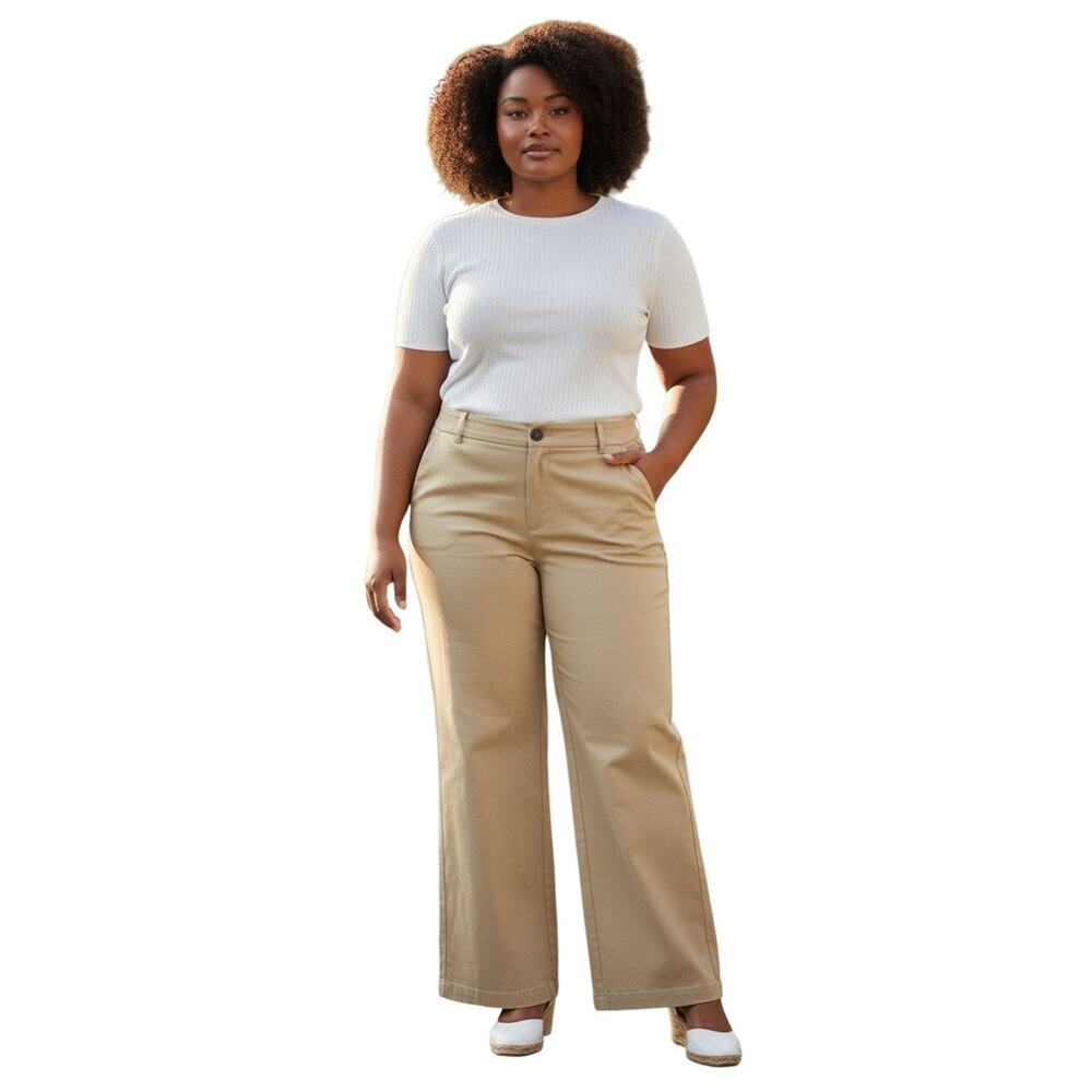 Vintage Talbots Wide Leg Cotton Tan Pants size 18 Long